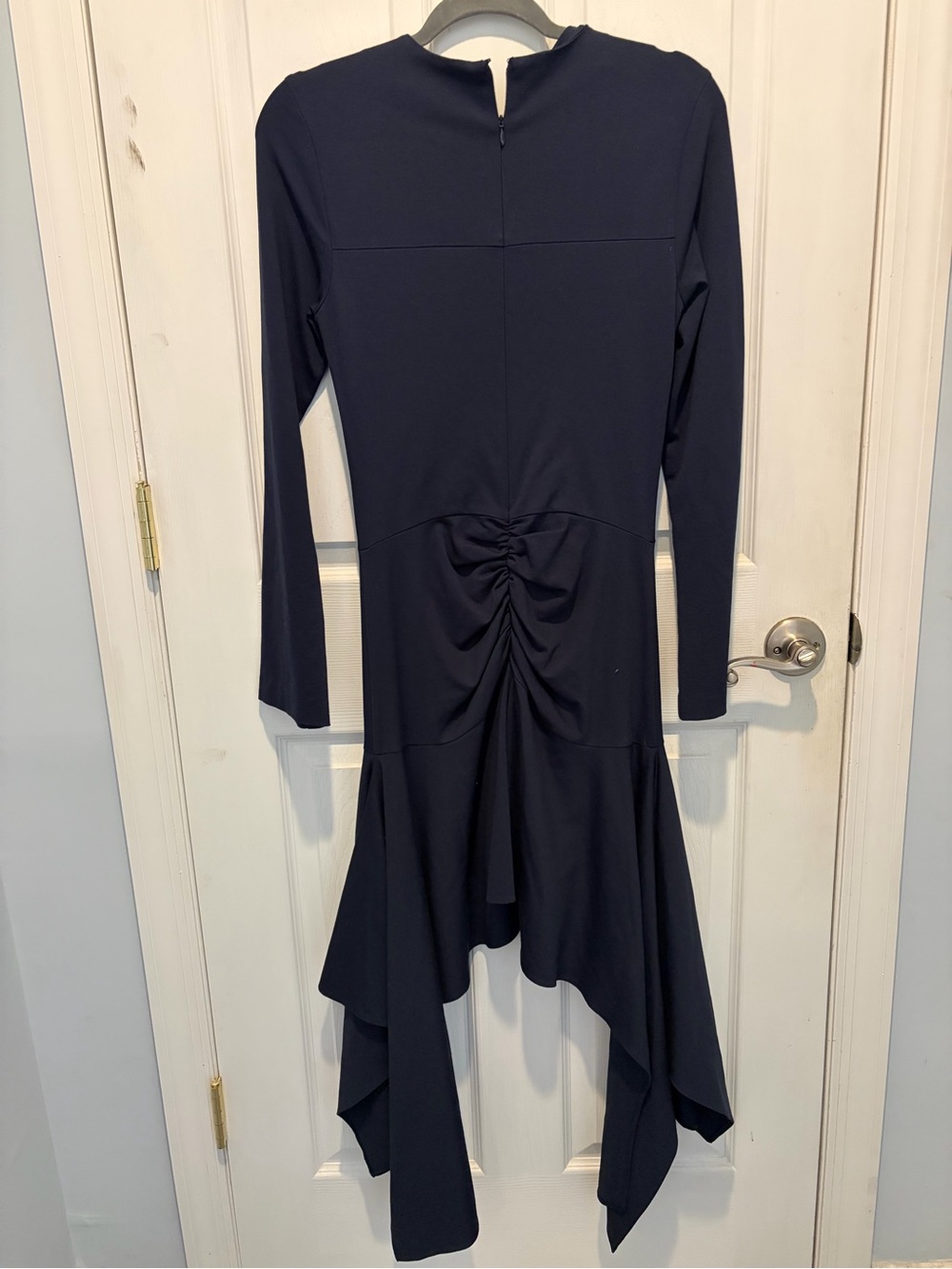 Aknvas Navy Blue Asymmetric Ruching High-Low Dress - Picture 5 of 6